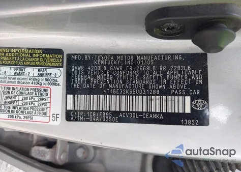 2005 Toyota Camry Le from USA, damaged, VIN 4T1BE32K65U031288